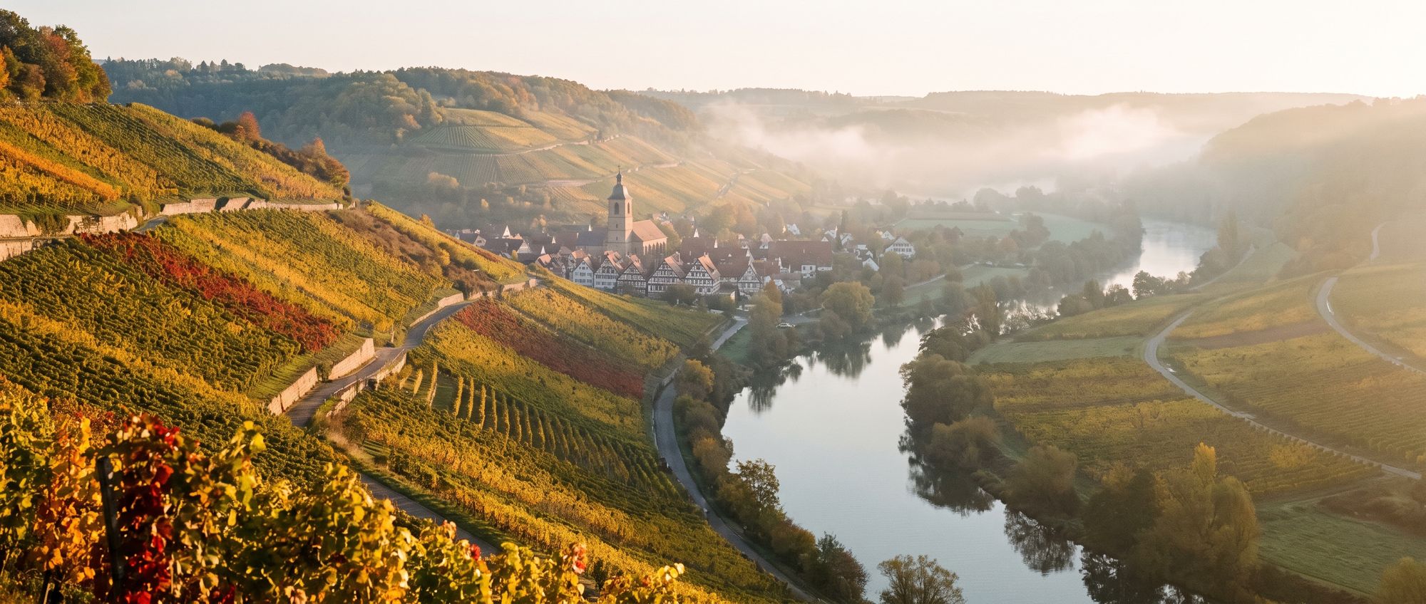 Weinberge im Neckartal im Herbst