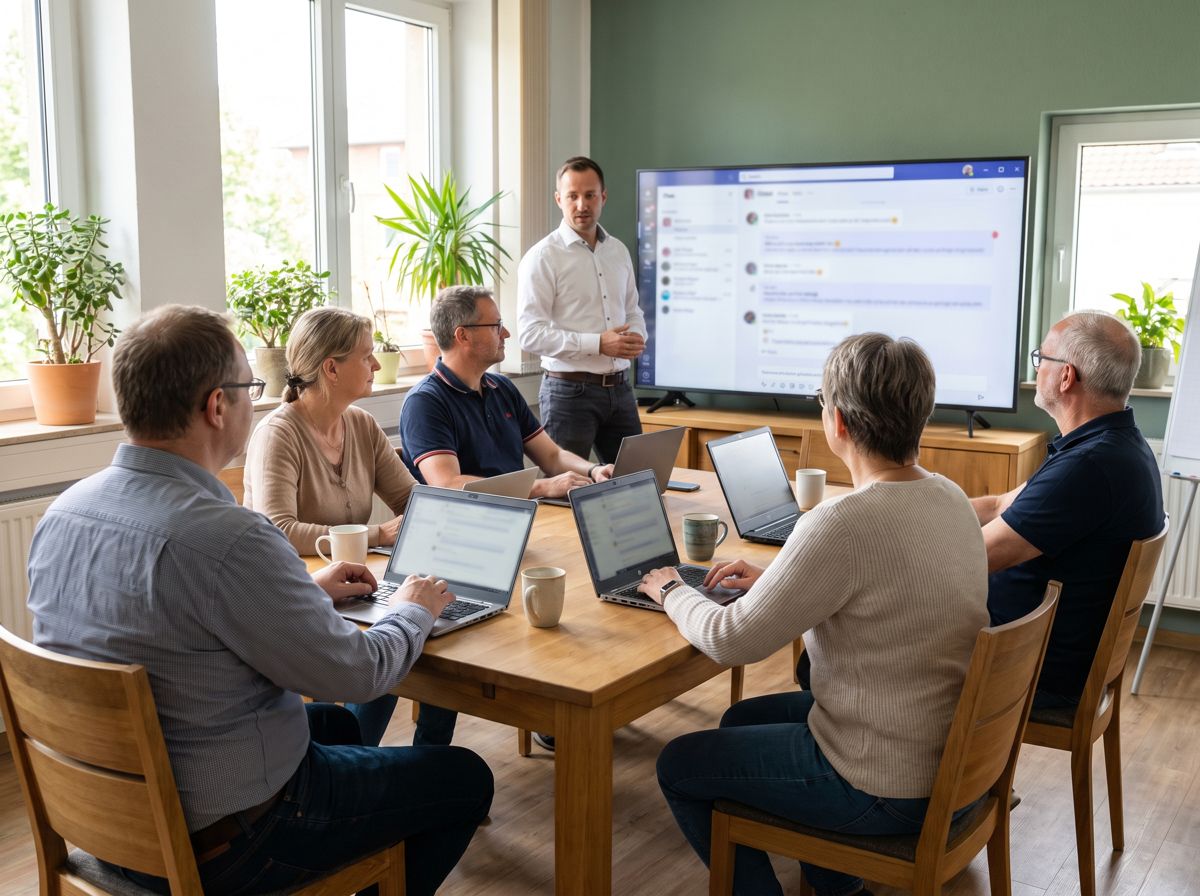 Kleines Team bei einer KI-Schulung im Besprechungsraum